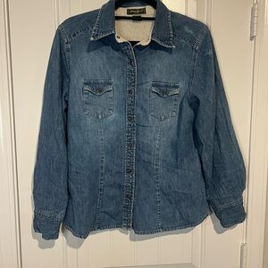Eddie Bauer Denim Button-Down Shirt Blue